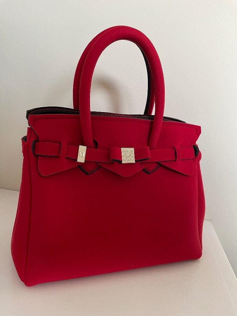 Save my Bag rode handtas met drukknoopsluiting, Sieraden, Tassen en Uiterlijk, Tassen | Damestassen, Ophalen of Verzenden, Zo goed als nieuw