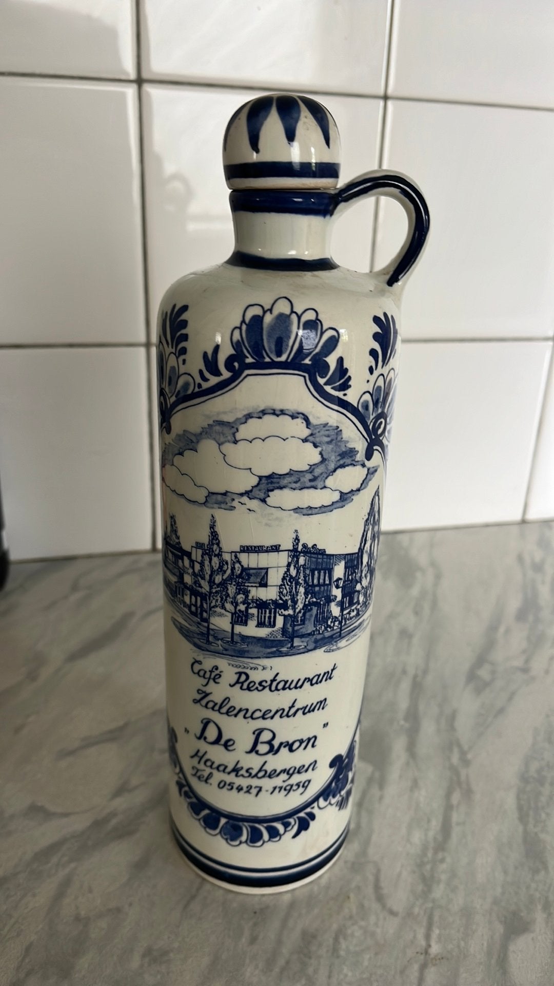 Delft blauwe karaf RIZ jeneverkruik, Antiek en Kunst, Ophalen
