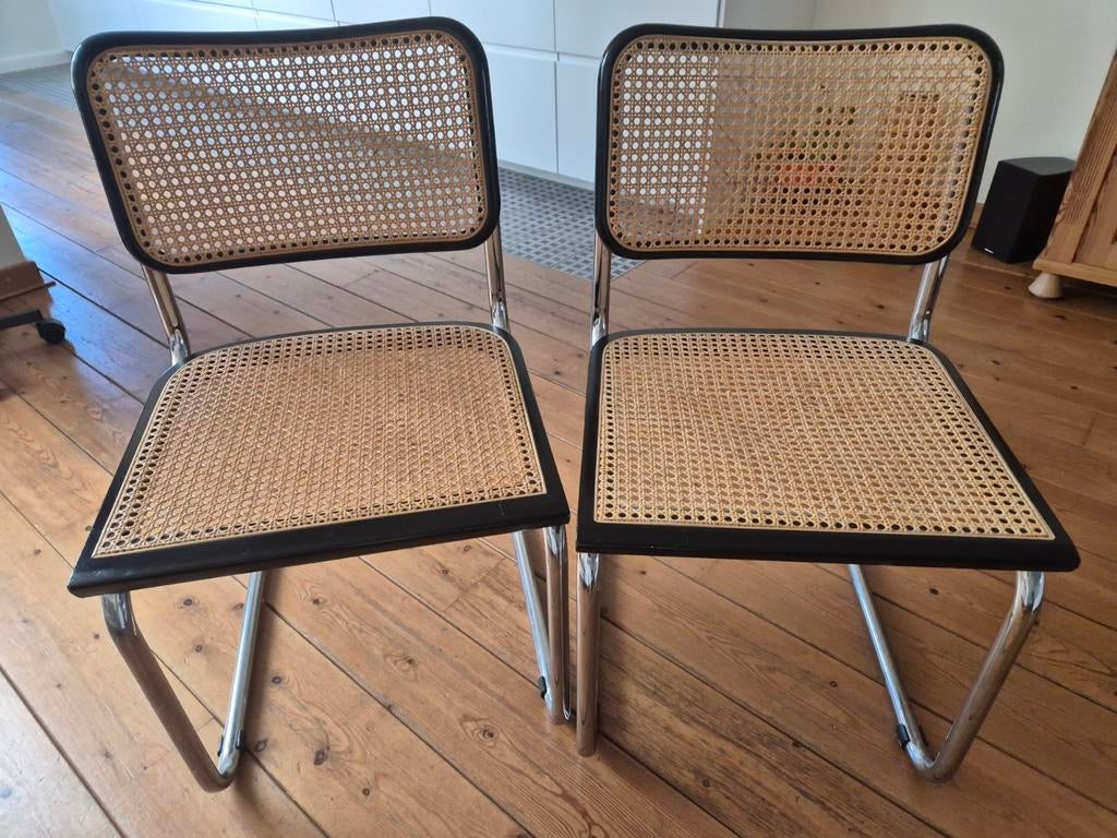 Marcel Breuer rotan stoelen, Ophalen, Zwart, Twee