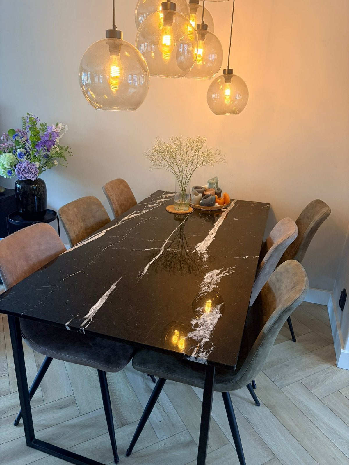 Marmeren tafel Studio Aime Té 180x90 zwart nero marquina, Ophalen, Overige materialen, Gebruikt, 50 tot 100 cm