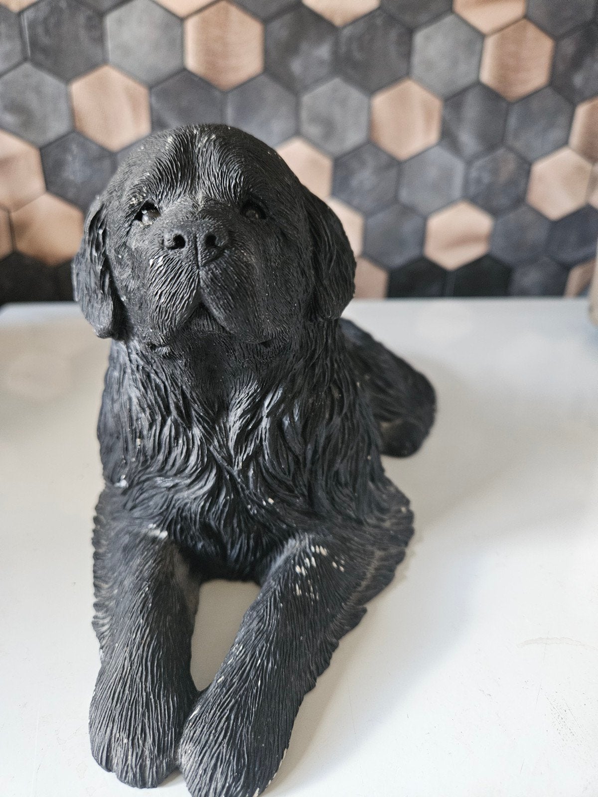 Sandicast Newfoundland hond beeld - Zwart - Vintage 1988, Vintage, Ophalen of Verzenden, Steen/keramiek, Gebruikt