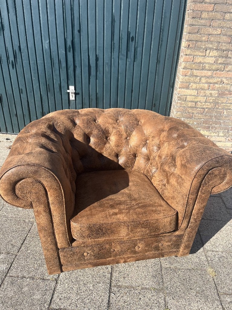 KARE Design Chesterfield Fauteuil  Vintage Cognac XL, Ophalen, KARE Design Chesterfield fauteuil vintage cognac, 75 tot 100 cm