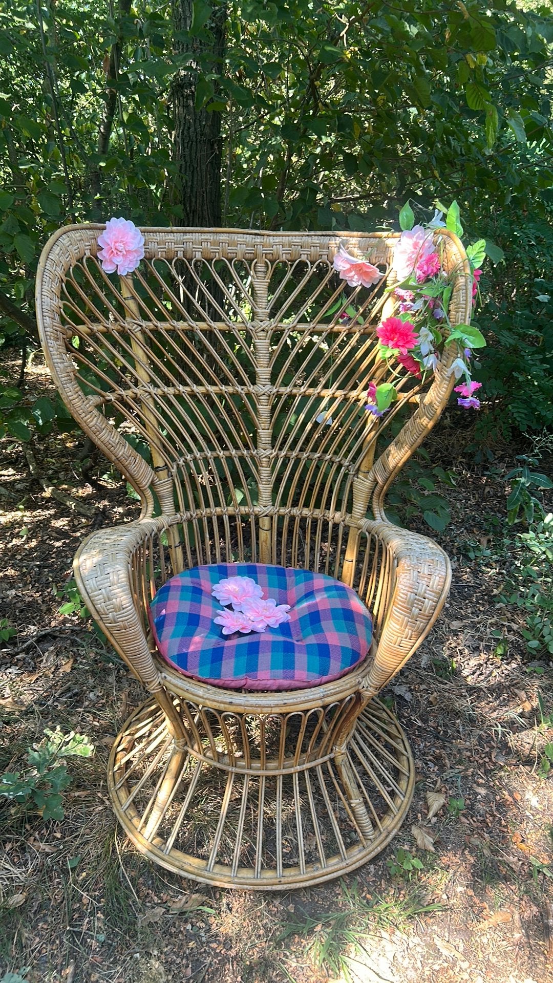 Rotanstoel retro, Ophalen, Gebruikt, Bruin, Boho retro ibiza