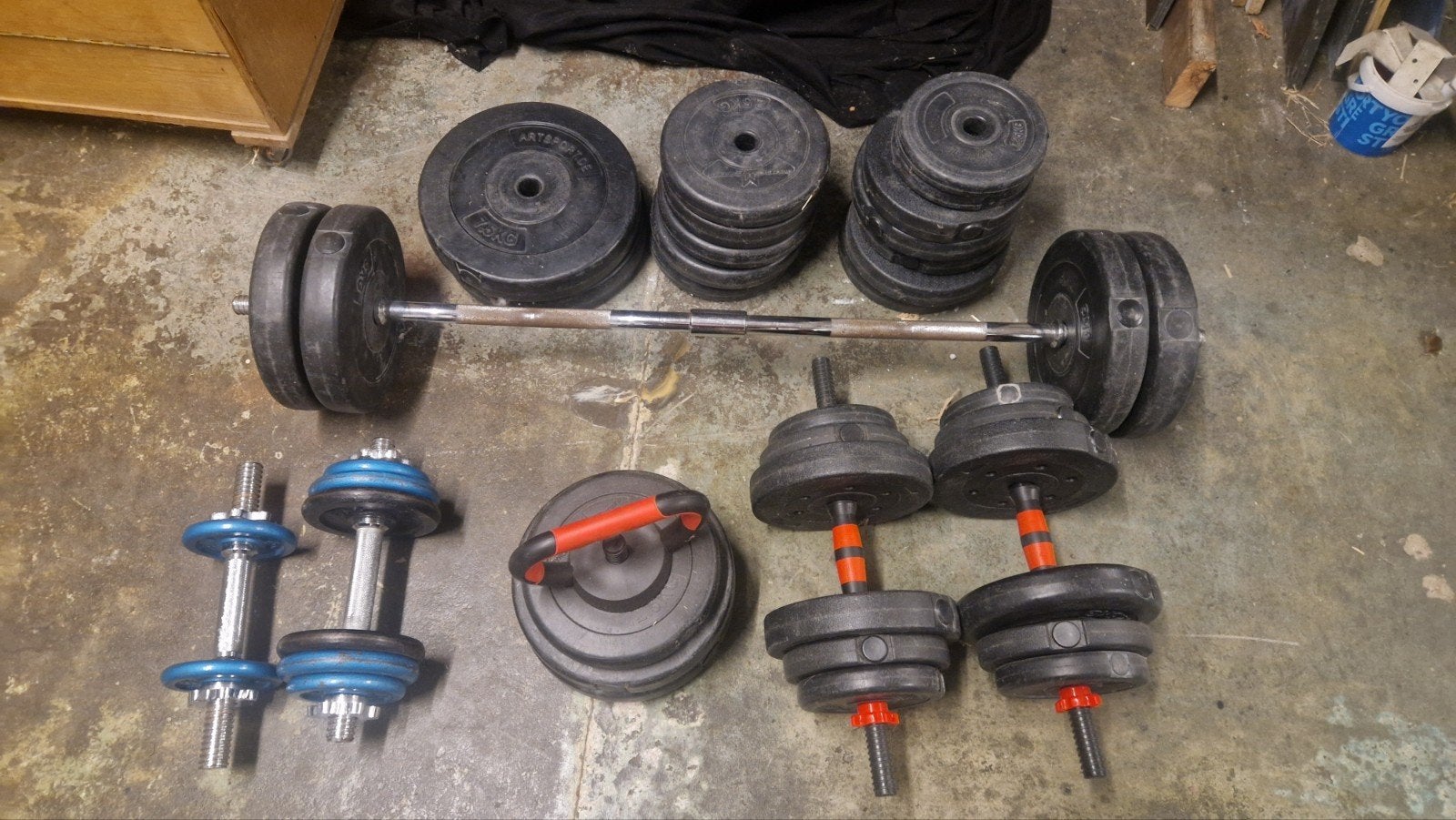 Halter, Dumbbells en Kettlebell Set, Ophalen, Gebruikt, Buik, Dumbbell