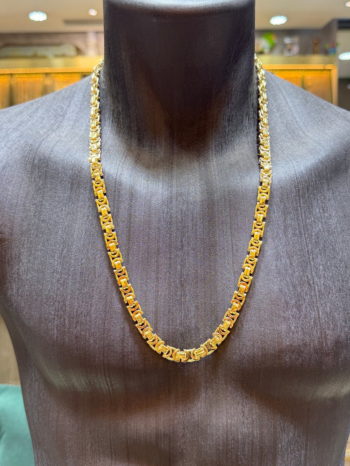 14KT Goud - 73.77 Gram -Ketting -PLATTE KONING -Herenketting, Ophalen, Nieuw, Goud