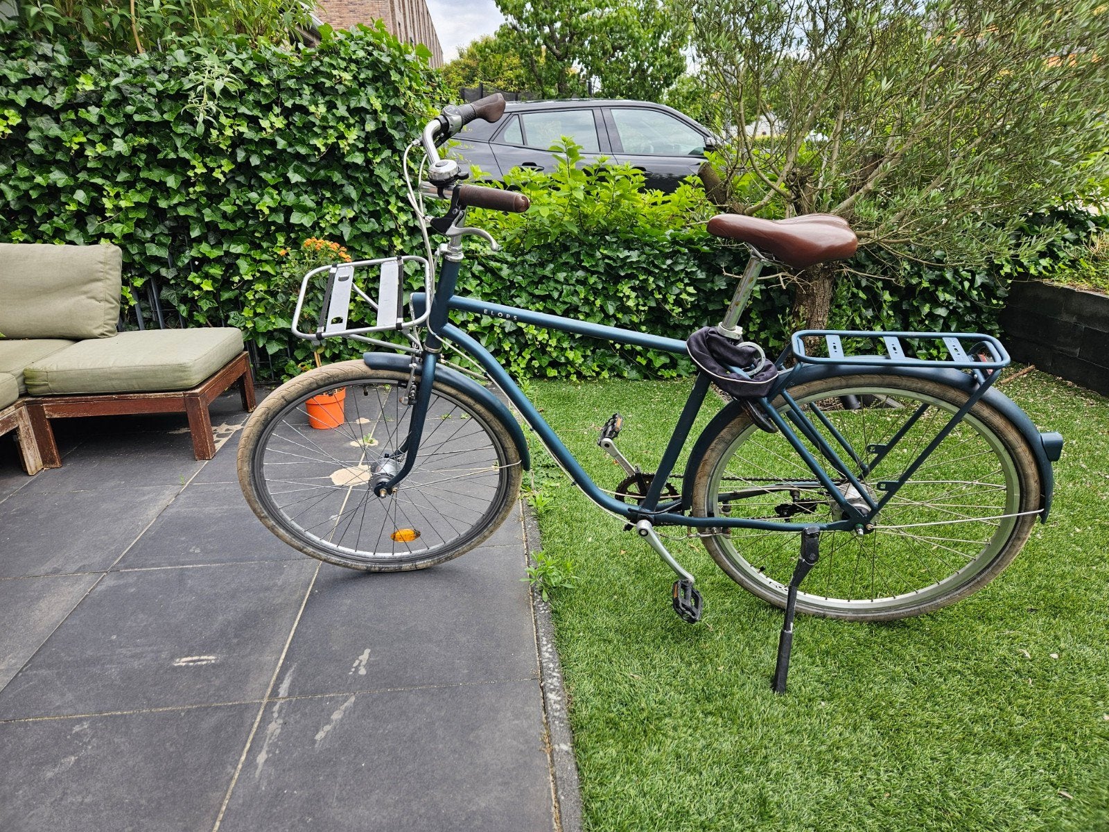Stadsfiets met voor- en bagagedrager. Elops van Decathlon, Overige merken, Velgrem, Ophalen of Verzenden, 53 tot 56 cm