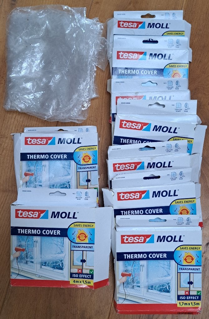 Partij Tesa Moll Thermo Cover isolatiefolie voor ramen (9st), Ophalen, Gevelraam of Ruit, 160 cm of meer, Zo goed als nieuw