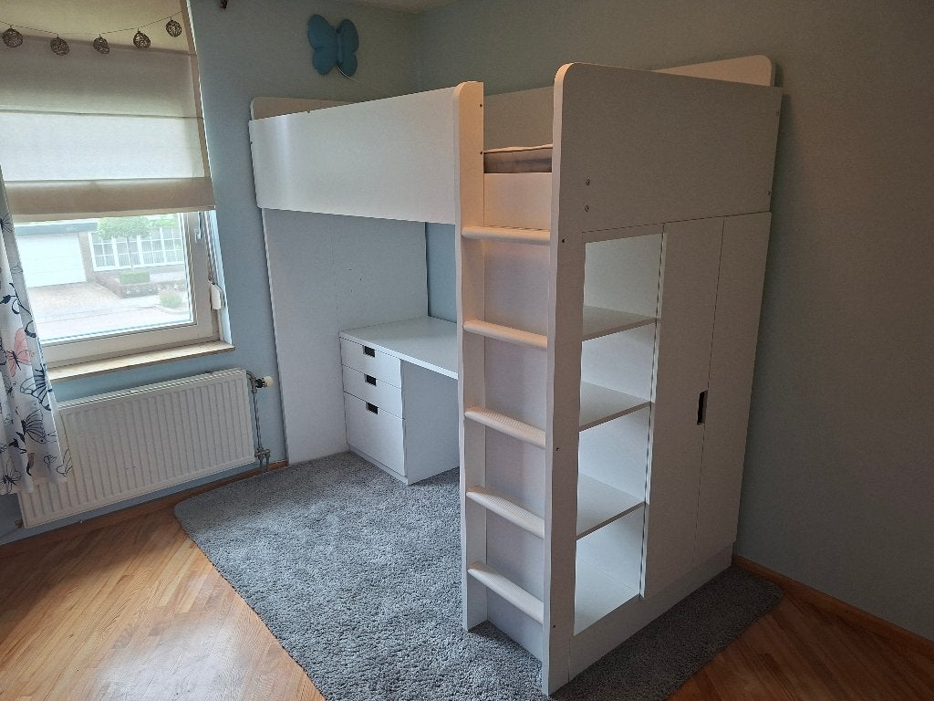 Hoogslaper met bureau en kast, Ophalen, 90 cm, Eenpersoons, Zo goed als nieuw