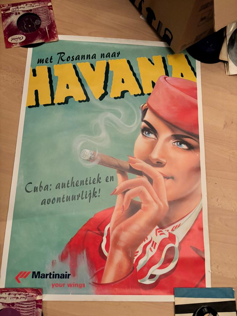 Martinair havana org oude poster 60x84, Verzamelen, Ophalen, Zo goed als nieuw, A1 t/m A3, Film en Tv