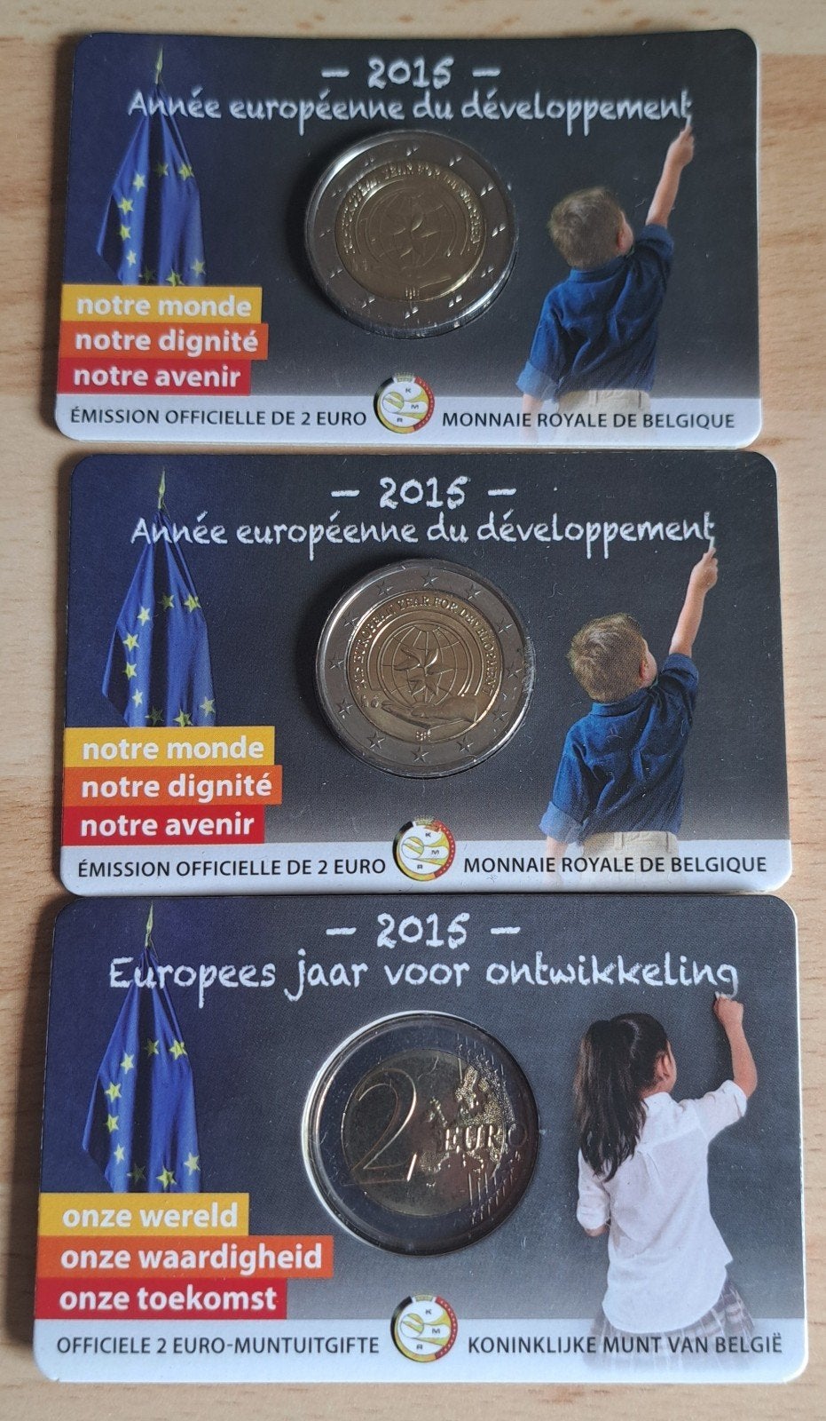 3 X Europees jaar van ontwikkeling €2 België, Ophalen of Verzenden, België, 2 euro