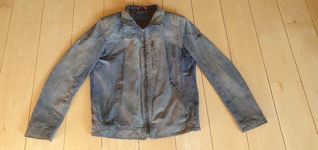 Herenjas - Leer/Suede Blauw, Maat M, Ophalen of Verzenden, Zo goed als nieuw, DNR, Maat 48/50 (M)