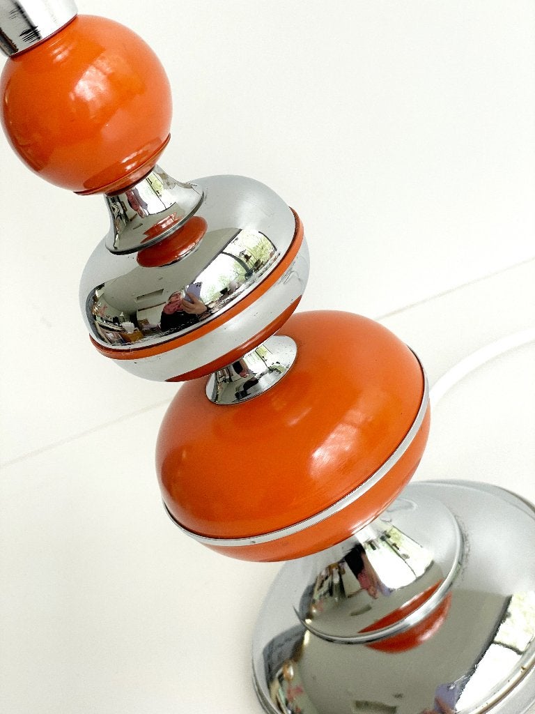 vintage Space-Age design LAMP chroom oranje retro tafellamp, Ophalen of Verzenden, Huis en Inrichting