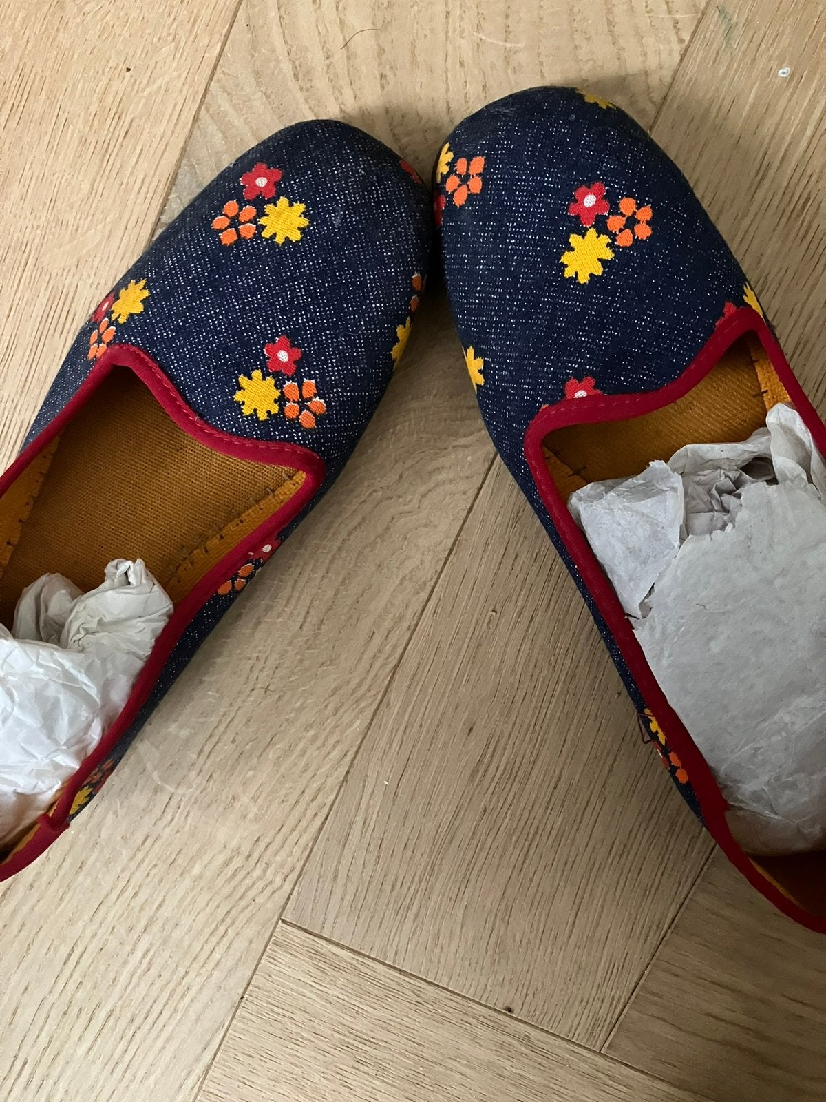 Ladies loafers schoenen denim instappers needlepoint slipper, Ophalen of Verzenden, Nieuw, Blauw, Instappers