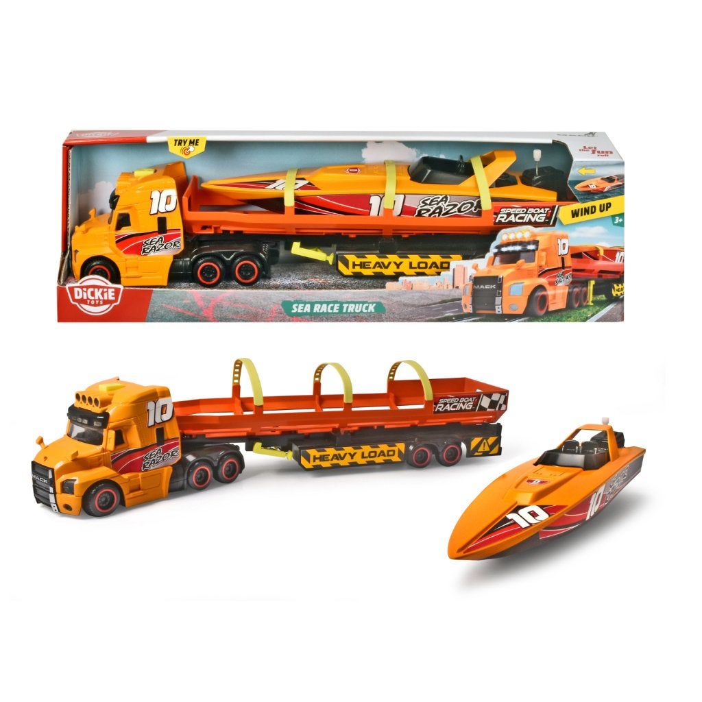 Dickie Toys: Vrachtwagen met oplegger + Boot, ., Nieuw, Ophalen of Verzenden, .
