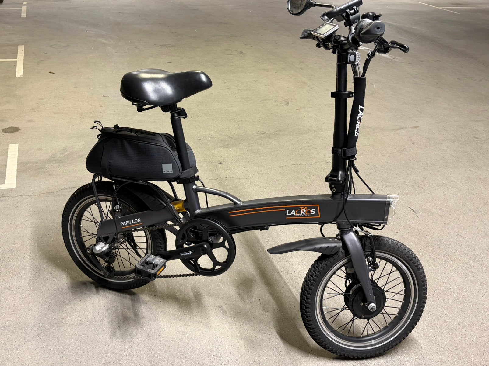 LACROS PAPILLON MATGRIJS, electrische vouwfiets.