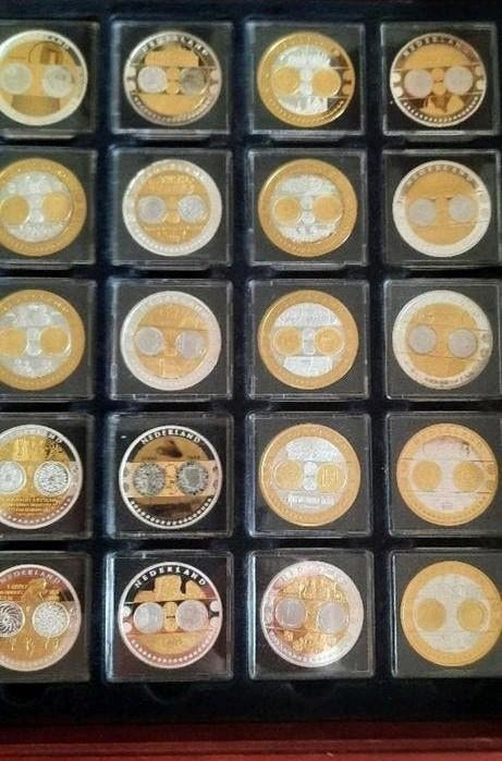 EURO AFSLAGEN NED VERGULD VERZILVERD KAVEL NR 298, Koningin Beatrix, Euro's, Zilver, Verzenden