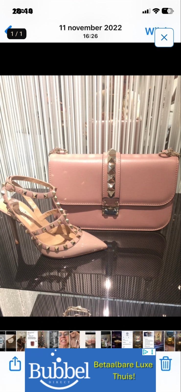 Valentino Garavani Rockstud schoenen en tas, Kleding | Dames, Ophalen of Verzenden, Zo goed als nieuw, Roze, Pumps