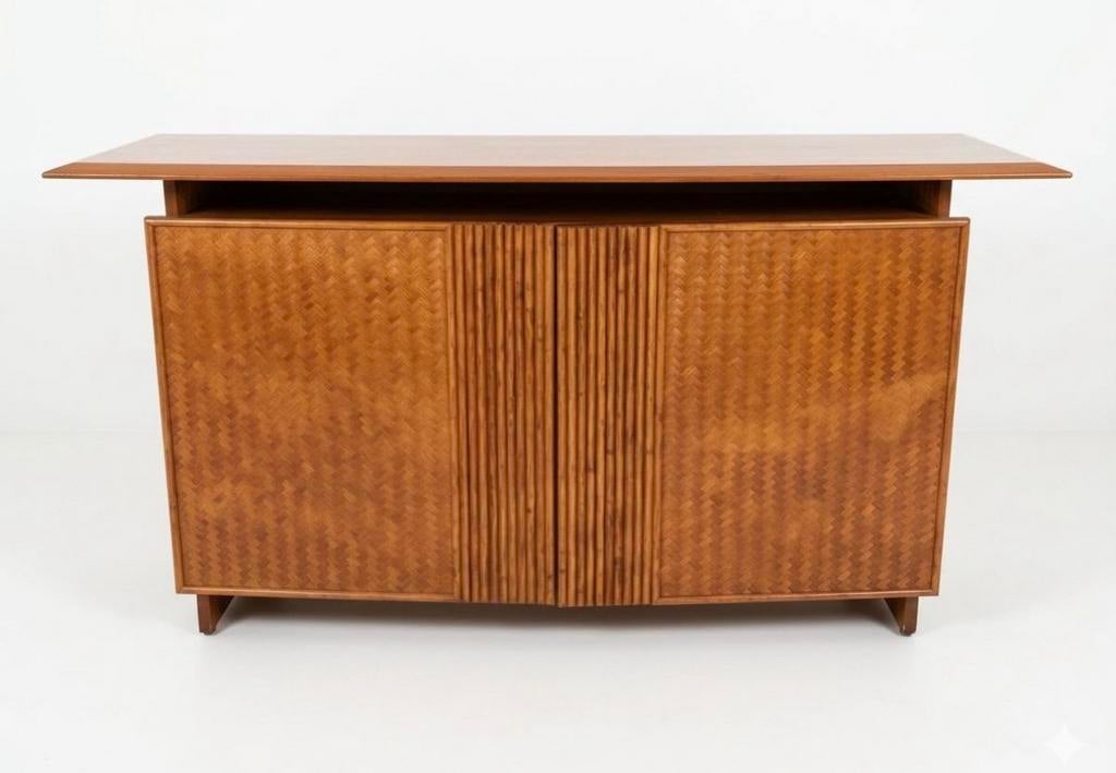 Mid Century Modern / Dressoir / Hout / Flechtatelier Schütz, Huis en Inrichting, Kasten | Dressoirs, Gebruikt, Onbekend, Ophalen of Verzenden