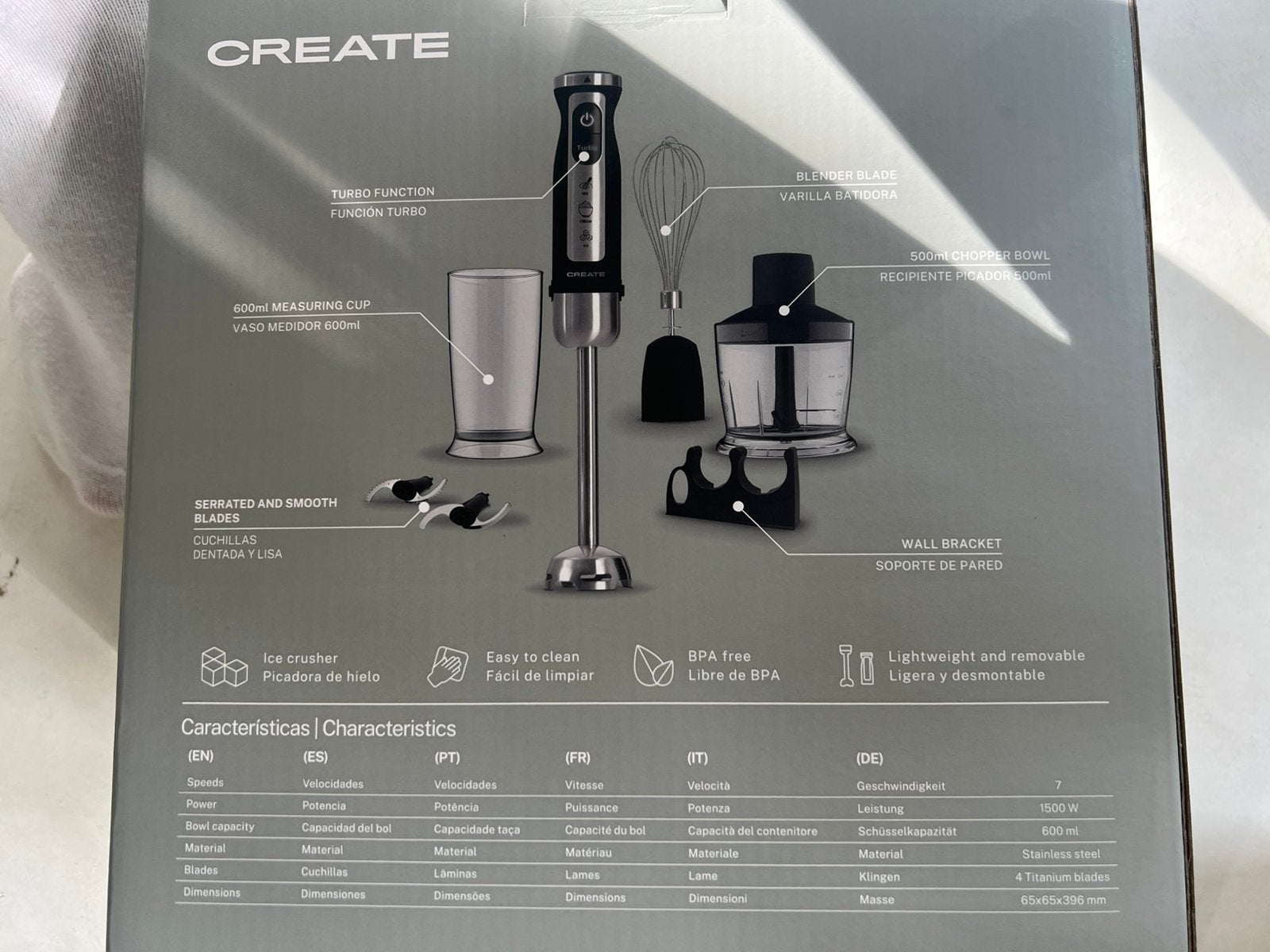 Create staafmixer zwart rvs met accesoires nieuw in doos, Ophalen of Verzenden, Nieuw