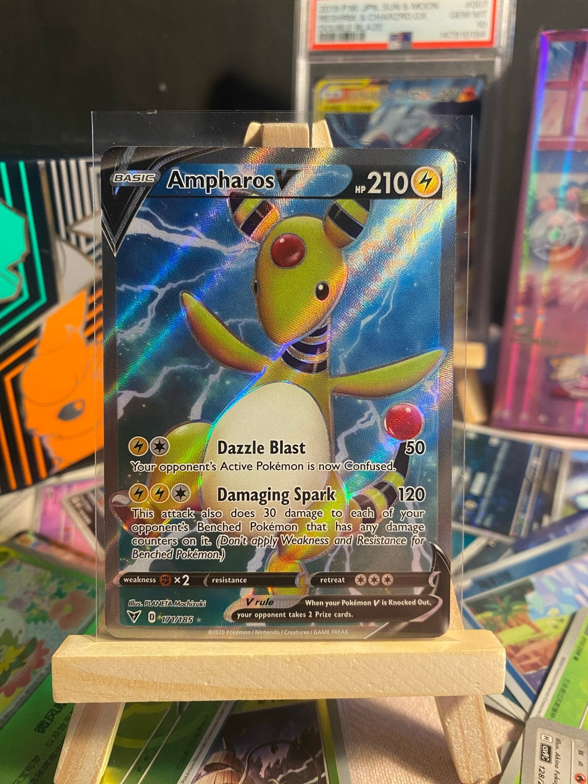 Ampharos V (Full Art) - Pokémon Kaart - Brilliant Stars, Ophalen of Verzenden, Zo goed als nieuw, Losse kaart