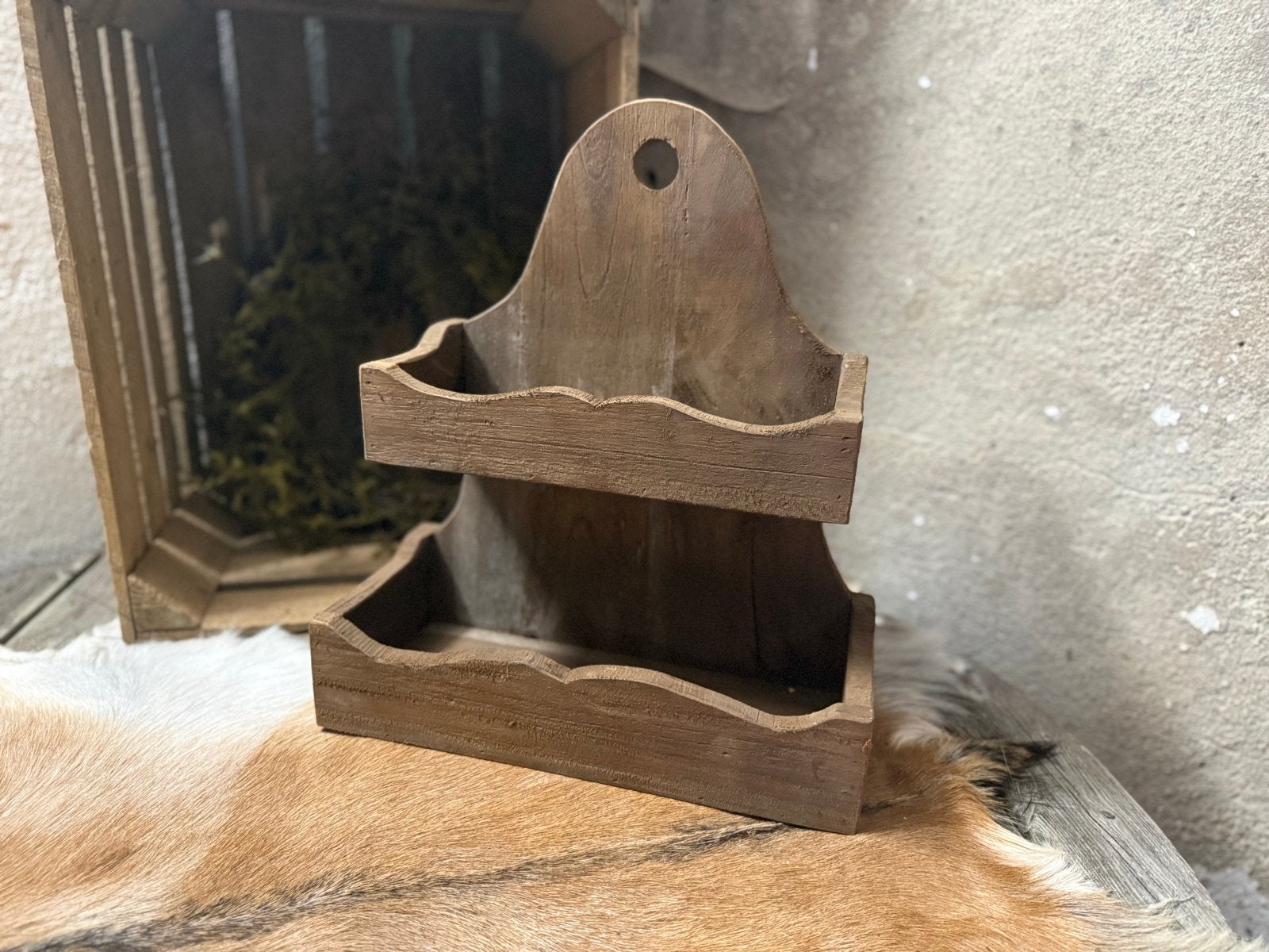 Landelijke houten gruttersbak / wandrek 40x35x15cm, Hout, ., Nieuw, Ophalen of Verzenden
