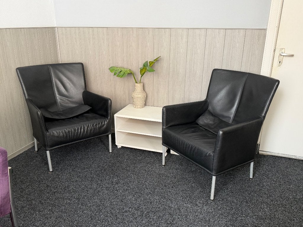 2 leren fauteuils, Ophalen, Gebruikt, 75 tot 100 cm, Leer
