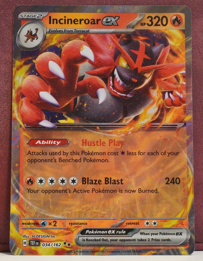 Incineroar EX 034-162 Temperal Forces Pokèmon Kaart, Hobby en Vrije tijd, Verzamelkaartspellen | Pokémon, Nieuw, Losse kaart, Verzenden