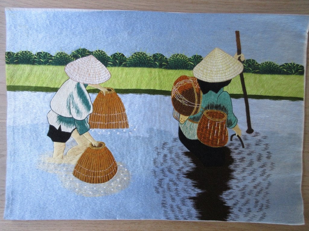 Vietnamees schilderij, Overige herkomsten, Verzenden, Wanddecoratie, Textiel