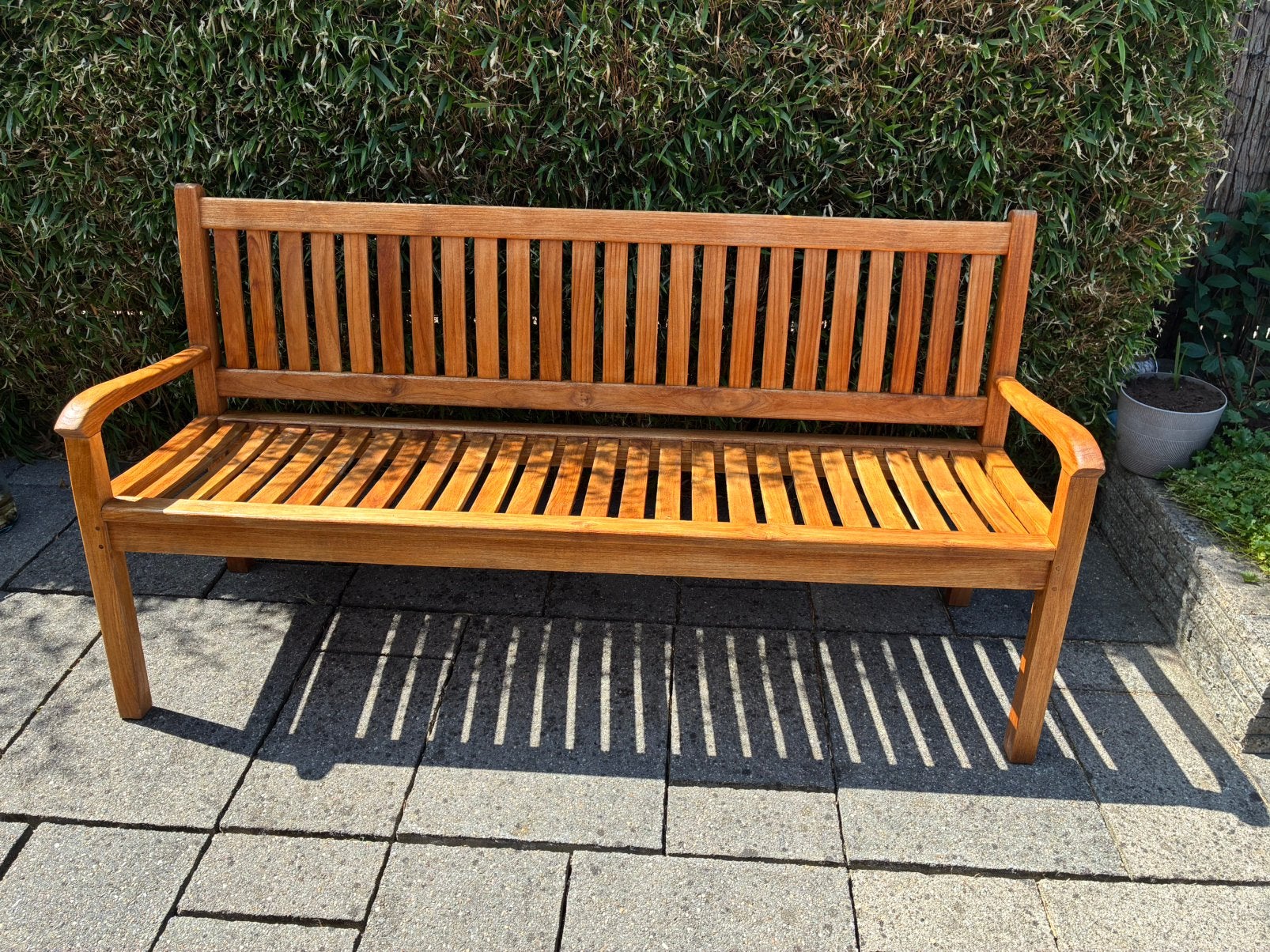 Teak houten tuinbank, Tuin en Terras, Tuinbanken, Ophalen, Zo goed als nieuw, Teakhout