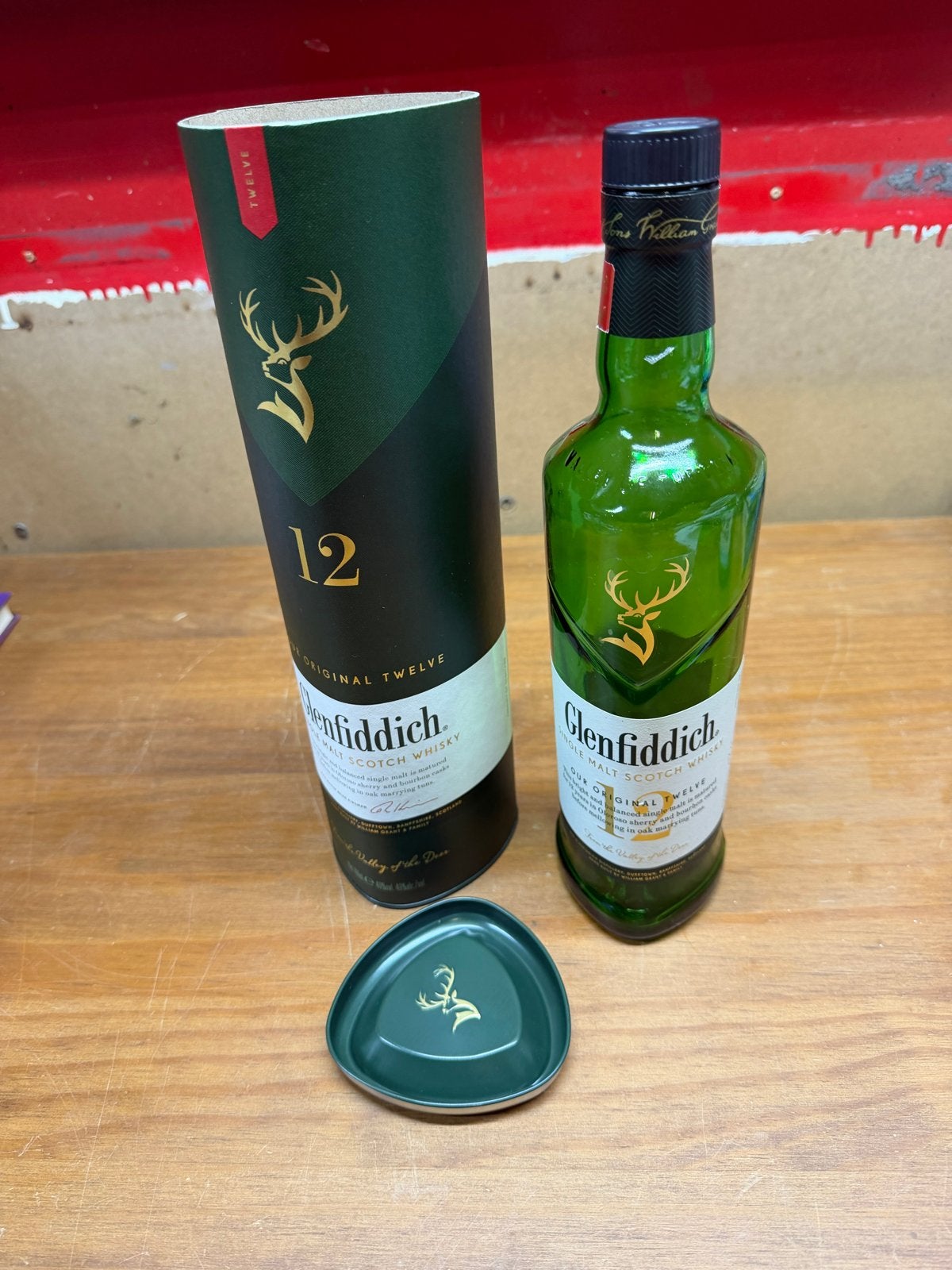 Lege Glenfiddich 12 jaar whisky fles met koker, Ophalen of Verzenden, Gebruikt, Verpakking