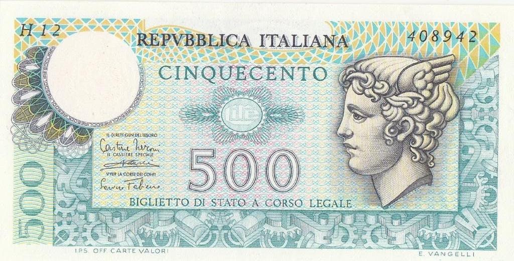500 Lire Italiana  1974 unc, Postzegels en Munten, Bankbiljetten | Europa | Niet-Eurobiljetten, Ophalen of Verzenden, Italië, Los biljet