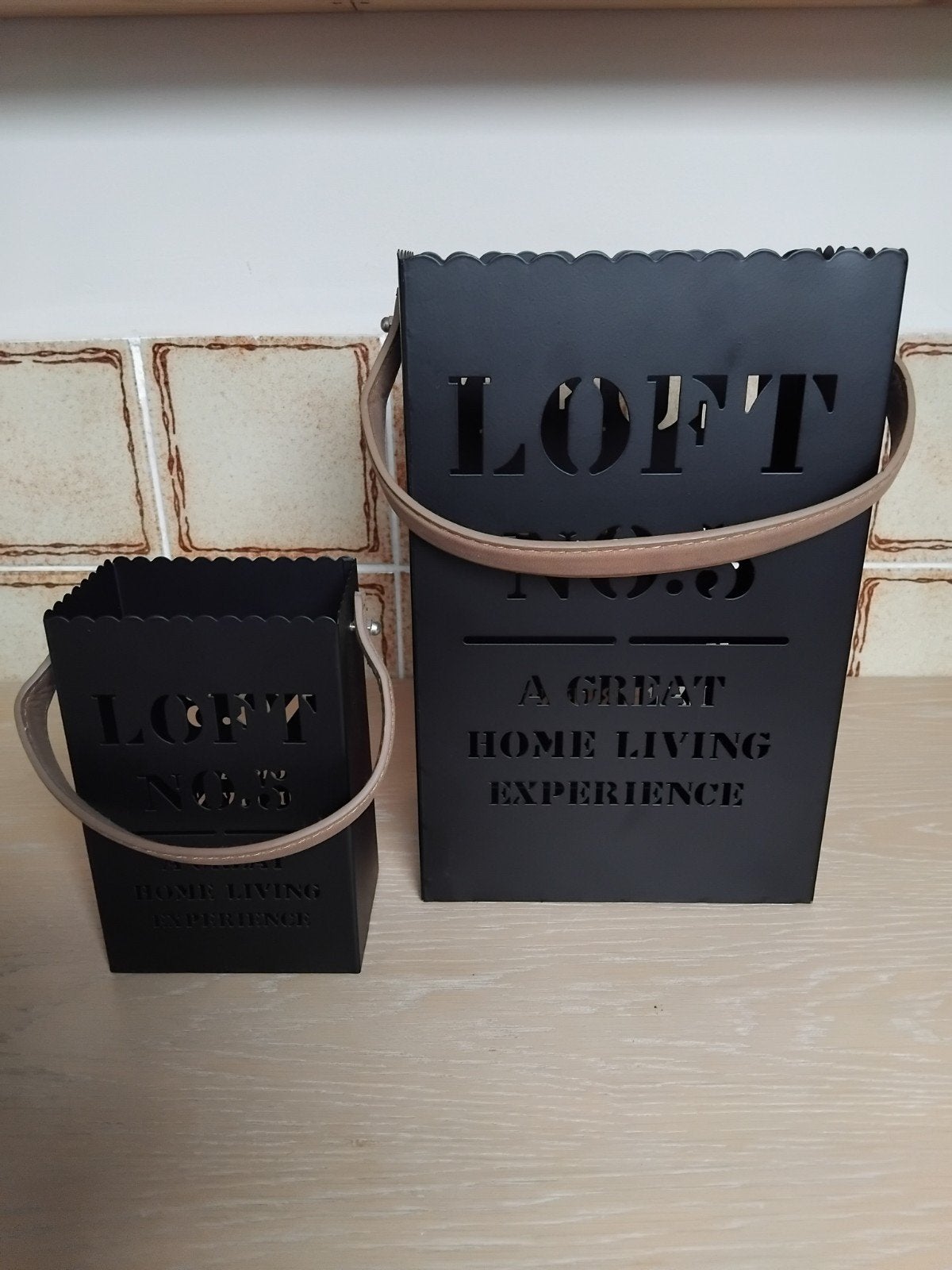 Set van 2 metalen windlichten/decoratie 'LOFT NO.5', Ophalen of Verzenden, Zo goed als nieuw