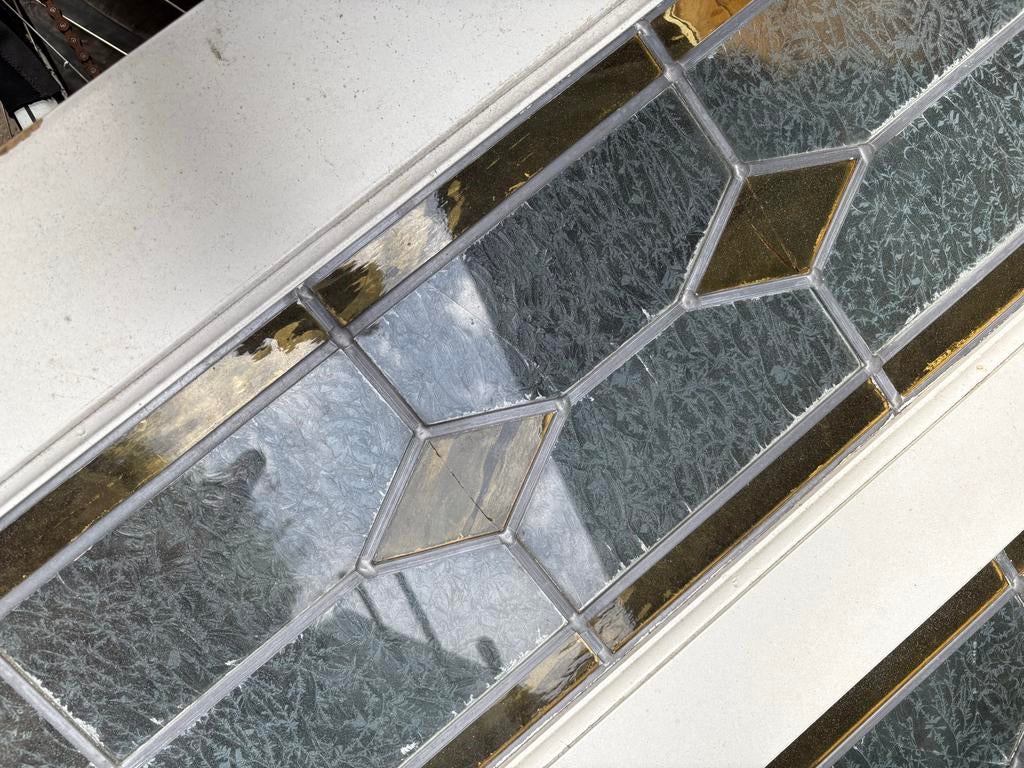 Binnendeur met glas in lood, Doe-het-zelf en Verbouw, Deuren en Horren, Gebruikt, 80 tot 100 cm, Binnendeur, Ophalen of Verzenden