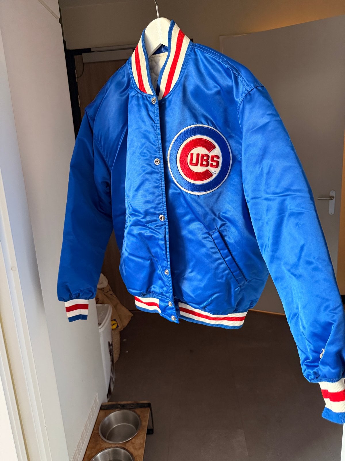 Vintage Starter Chicago Cubs MLB Satin Bomberjack Maat L, Ophalen of Verzenden, Zo goed als nieuw, Maat 52/54 (L), Blauw