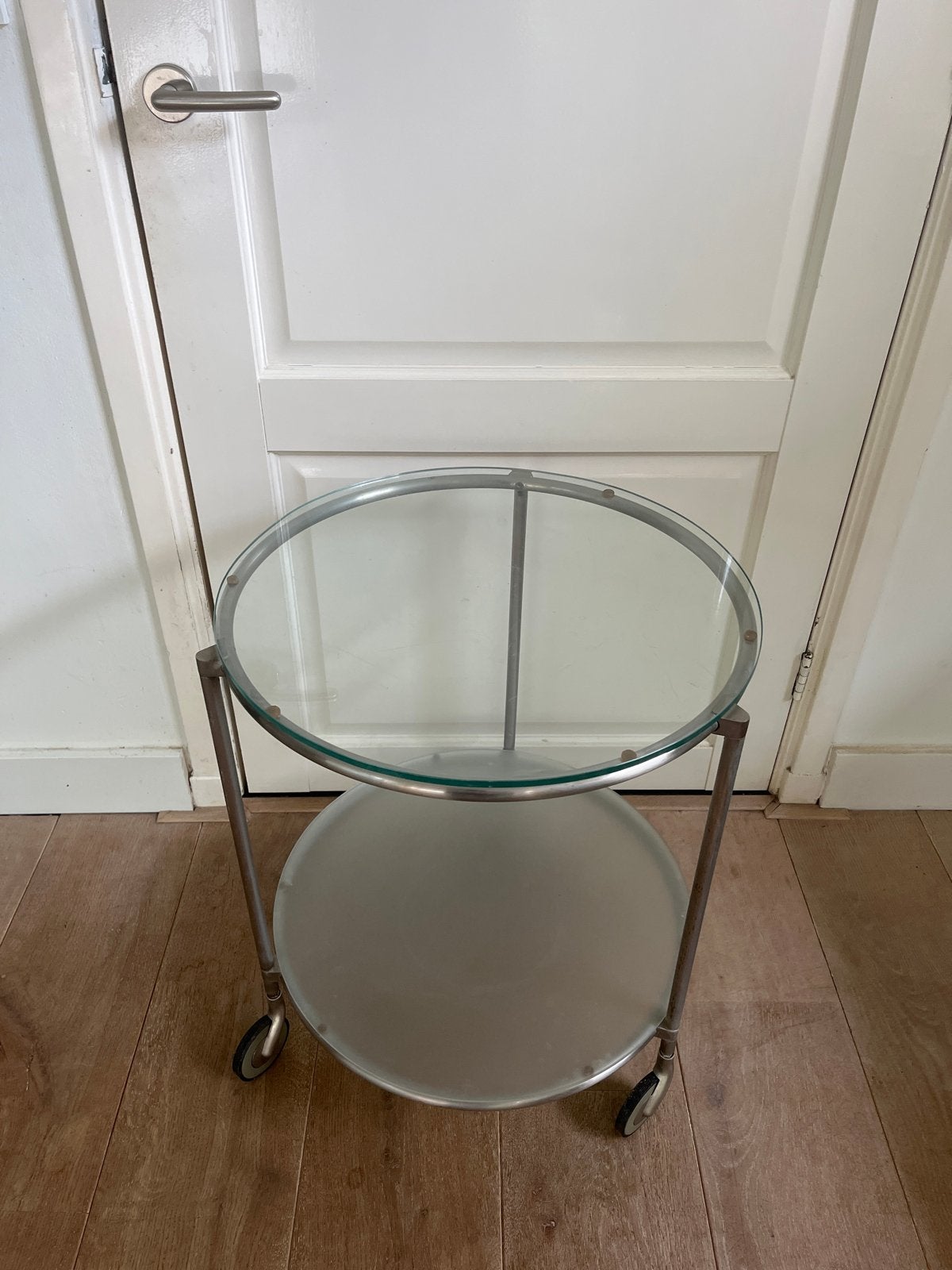 IKEA Strind bijzettafel Ehlén Johansson - Glas en Metaal, Minder dan 55 cm, Gebruikt, Rond, Glas