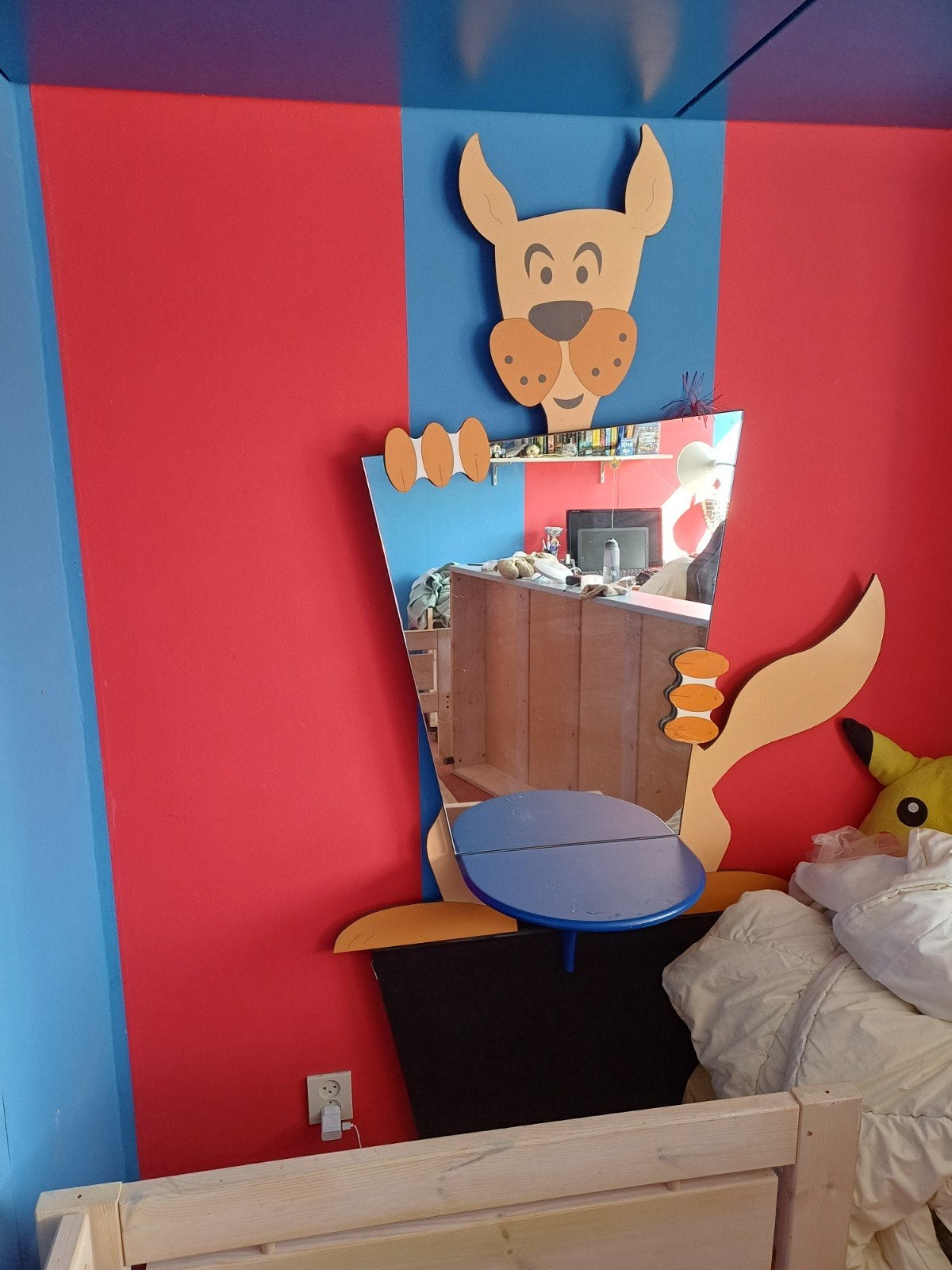 Leuk Scooby Doo tafeltje met spiegel, nachtkastje, Ophalen, Gebruikt