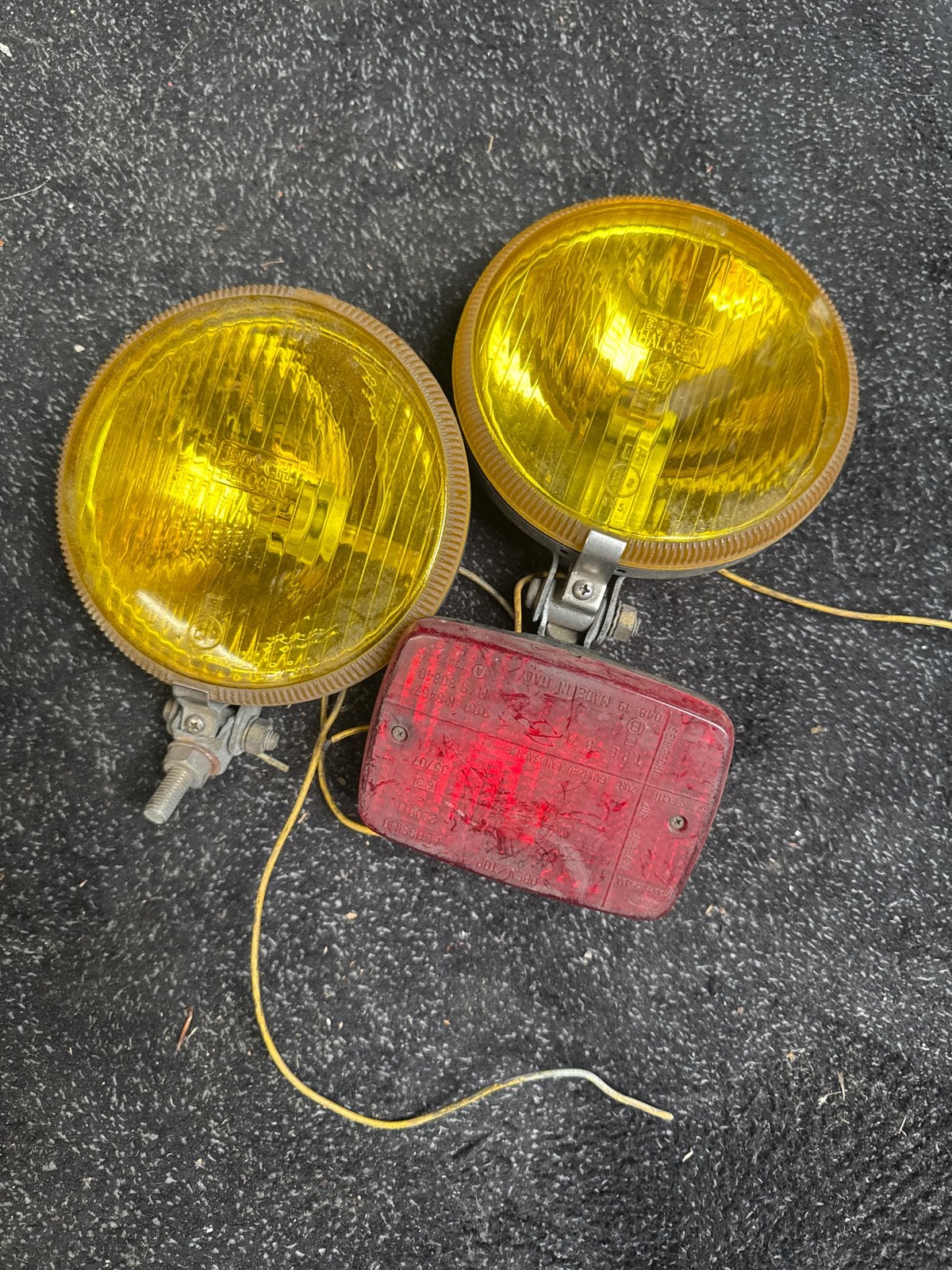 Gele Bosch Mistlampen LE14030 & Achtermistlamp Klassieker, Ophalen of Verzenden, Gebruikt, Oldtimer onderdelen