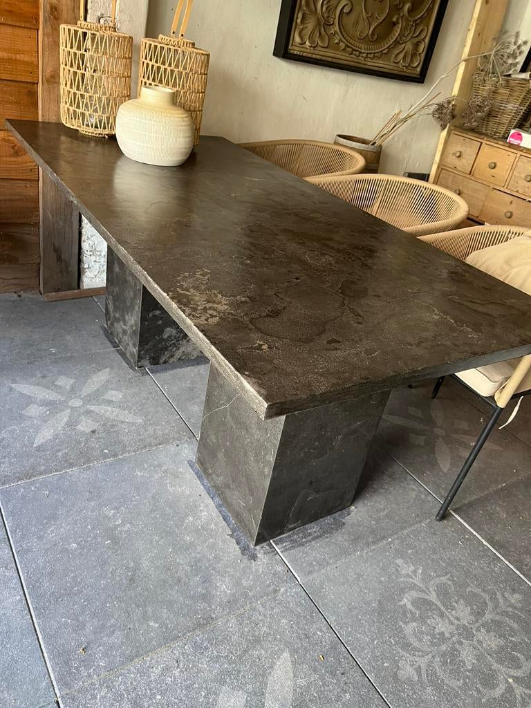 Belgisch hardsteen Tuintafel 1.80 x 90, Ophalen, Gebruikt, Rechthoekig, Overige materialen