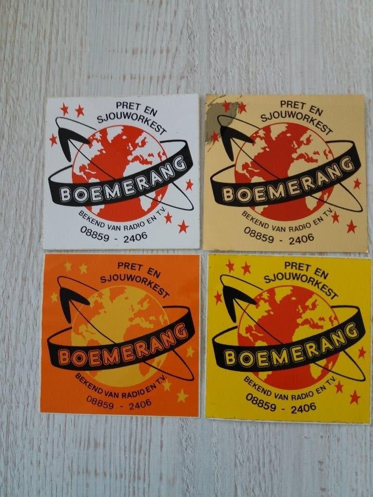 4 stickers Pret en Sjouworkest BOEMERANG, Ophalen of Verzenden, Zo goed als nieuw, Overige typen