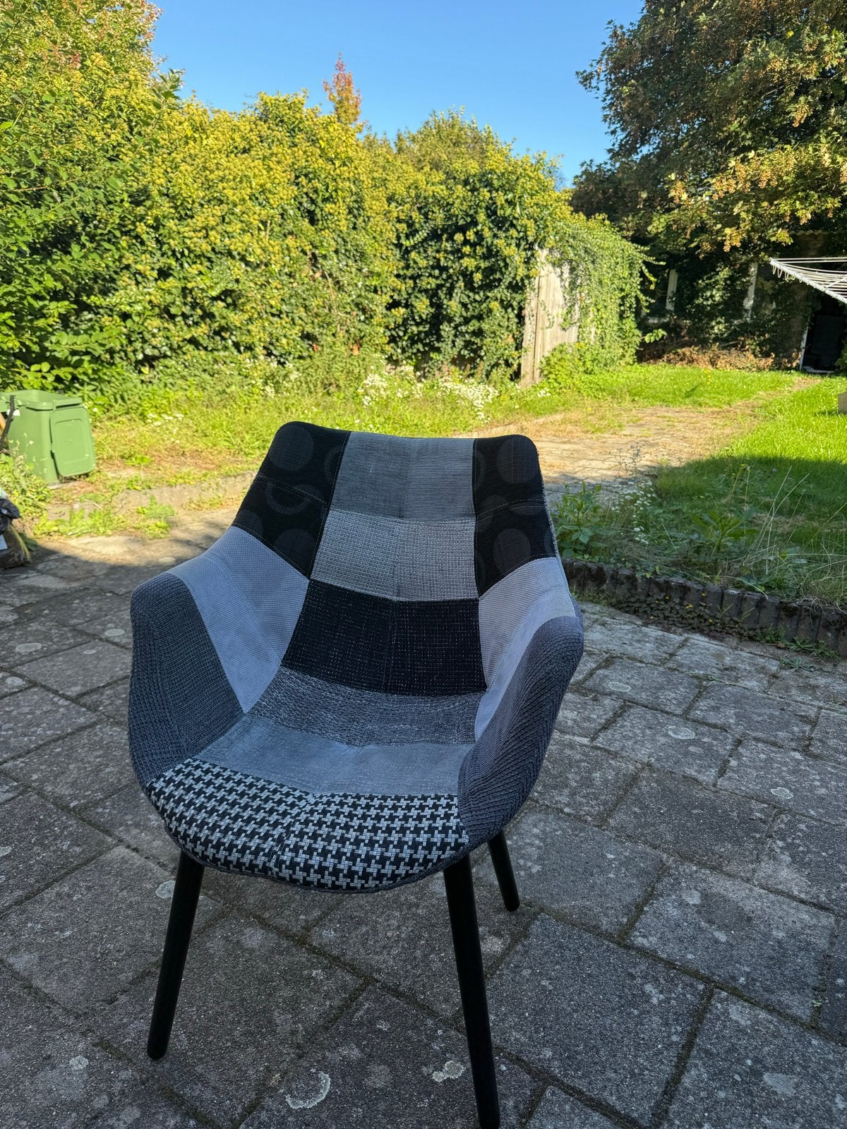 Comfortabele patchwork stoel - grijs/zwart - 2 stuks