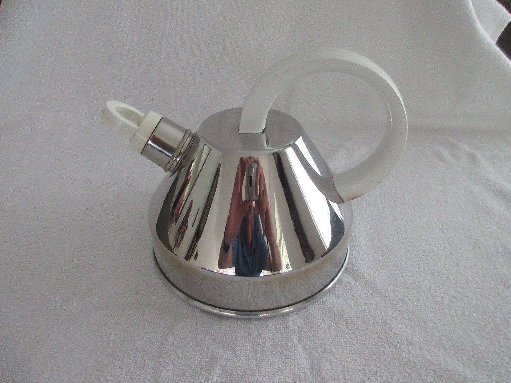Vintage design kegelvormige fluitketel met witte accenten,, Ophalen of Verzenden