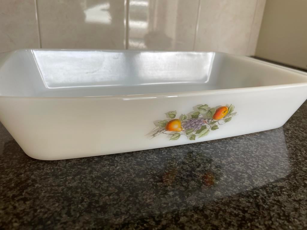 Retro Arcopal ovenschaal met fruitdecor, Ophalen