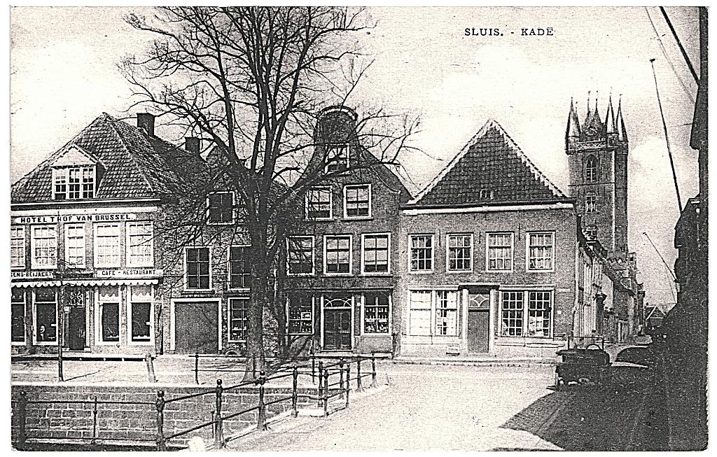 700099 Sluis Kade Hotel t Hof van Brussel Niet Gelopen, Ophalen of Verzenden, 1920 tot 1940, Ongelopen, Zeeland