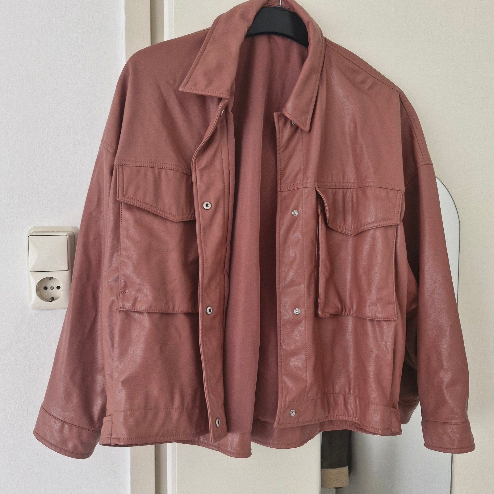 Zara roze oversized faux leren jas maat M, Kleding | Dames, Maat 38/40 (M), Zara, Ophalen of Verzenden, Zo goed als nieuw
