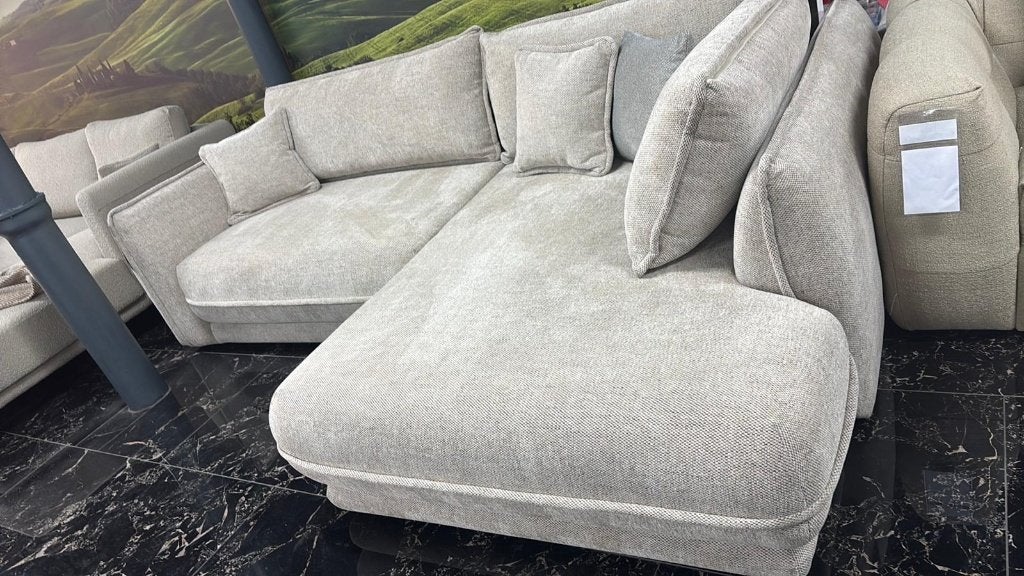 Moderne lounge hoekbank met slaapfunctie – brede zit, 1 kruk, Ophalen, Nieuw