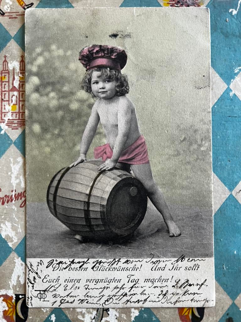 1903 Kindje met wijnvat (DD), Ophalen of Verzenden, Voor 1920, Gelopen, Kinderen