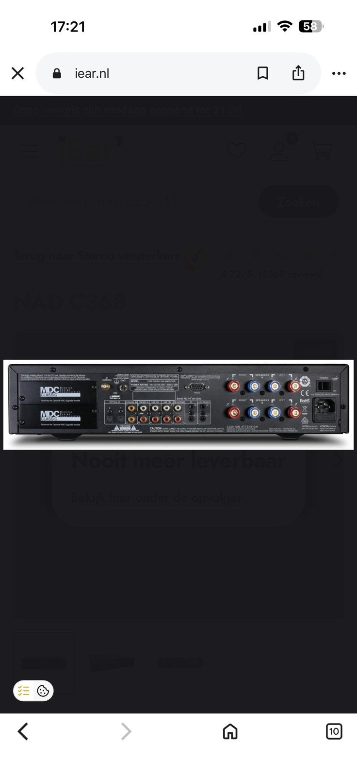 NAD C 368, Overige merken, Ophalen of Verzenden, 60 tot 120 watt, Gebruikt