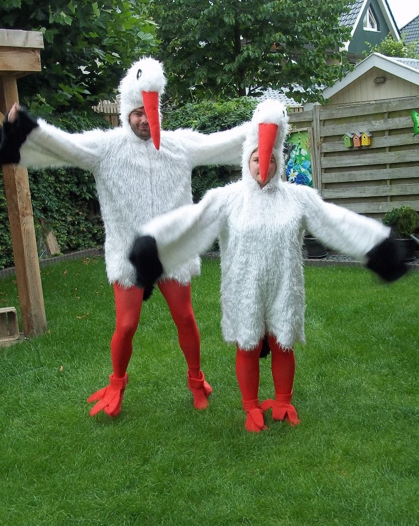 mascotte pak ooievaar te huur voor slechts 15 euro en meer., Ophalen of Verzenden, Zo goed als nieuw, Geboorte of Huwelijk