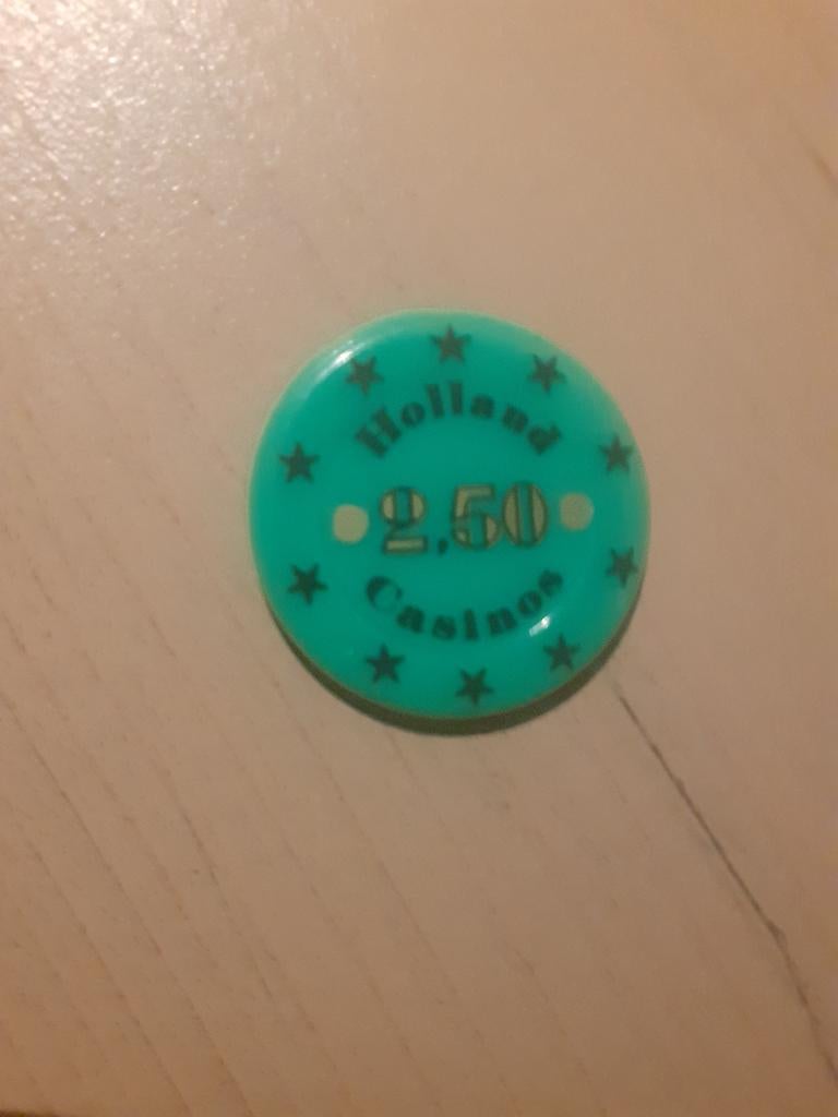 welkomstjeton Holland Casino van NLG 2,50, Ophalen of Verzenden, Koningin Juliana, 2½ gulden