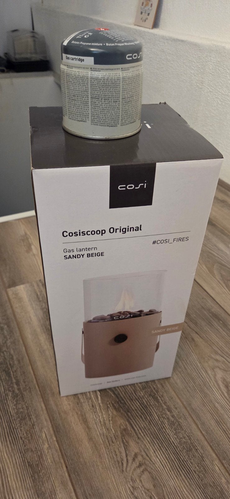 Cosiscoop Original Gas Lantaarn Sandy Beige + Gas Cartridge, Beige, Nieuw, Ophalen of Verzenden, Metaal